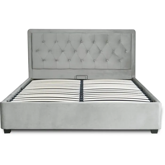 Кровать двуспальная бархатная MEBEL ELITE CROS Velvet, 160x200 см, Серый фото №9
