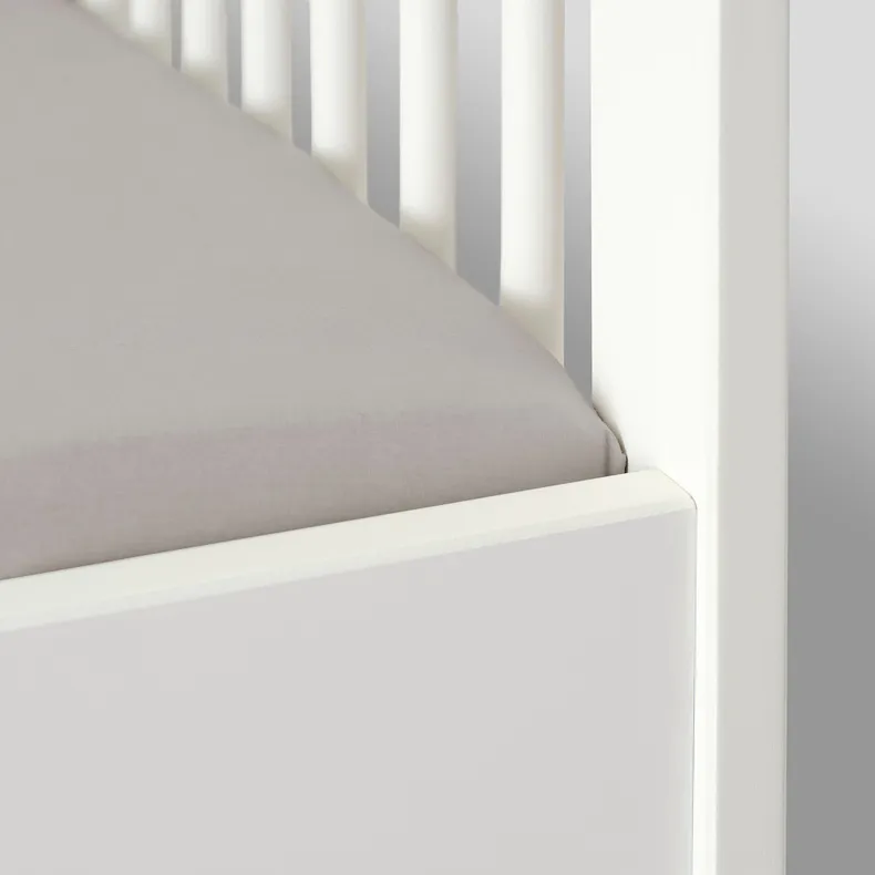 IKEA LENAST ЛЕНАСТ, простирадло на резинці д/дитяч ліжк, білий/сірий, 60x120 см 304.576.01 фото №3