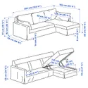 IKEA HYLTARP ХЮЛЬТАРП, 3-місний диван з кушеткою, прав, ХЕММЕСТА світло-бежевий 395.149.75 фото thumb №6