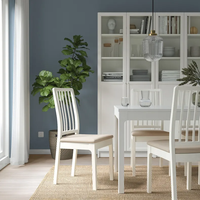 IKEA EKEDALEN ЕКЕДАЛЕН, стілець, білий / ХАКЕБУ бежевий 994.293.85 фото №4