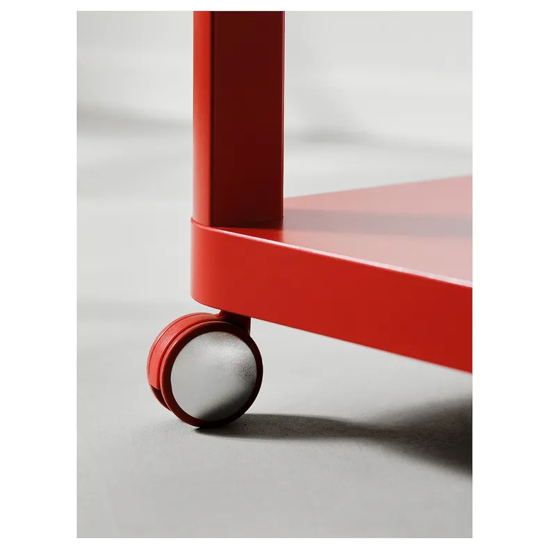 IKEA TINGBY ТИНГБИ, стол приставной на колесиках, красный, 50x50 см 804.574.39 фото №3