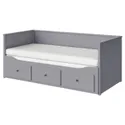 IKEA HEMNES ХЕМНЭС, кушетка с 2 матрасами / 3ящиками, серый / Офьель твердый, 80x200 см 795.214.79 фото thumb №1