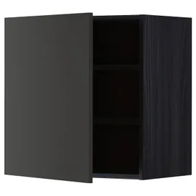 IKEA METOD МЕТОД, шафа навісна із полицями, чорний / матовий антрацит Nickebo, 60x60 см 794.979.12 фото