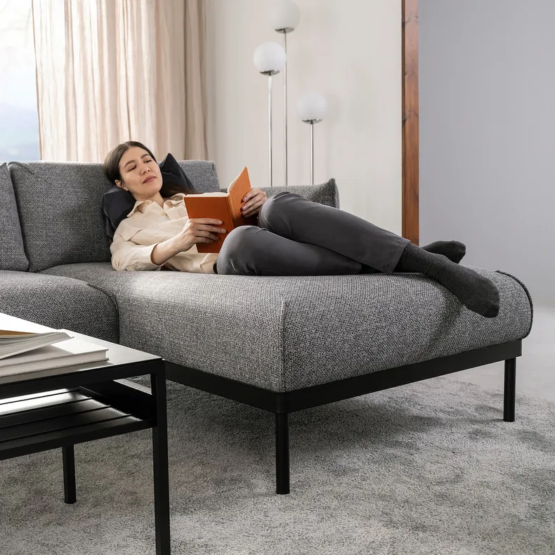 IKEA ÄPPLARYD ЕППЛАРЮД, 3-місний диван із кушеткою, ЛЕЙДЕ сірий / чорний 694.180.67 фото №5