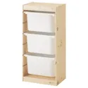 IKEA TROFAST ТРУФАСТ, комбінація для зберіган +контейнери, світла білена сосна / білий, 44x30x91 см 291.030.07 фото thumb №1