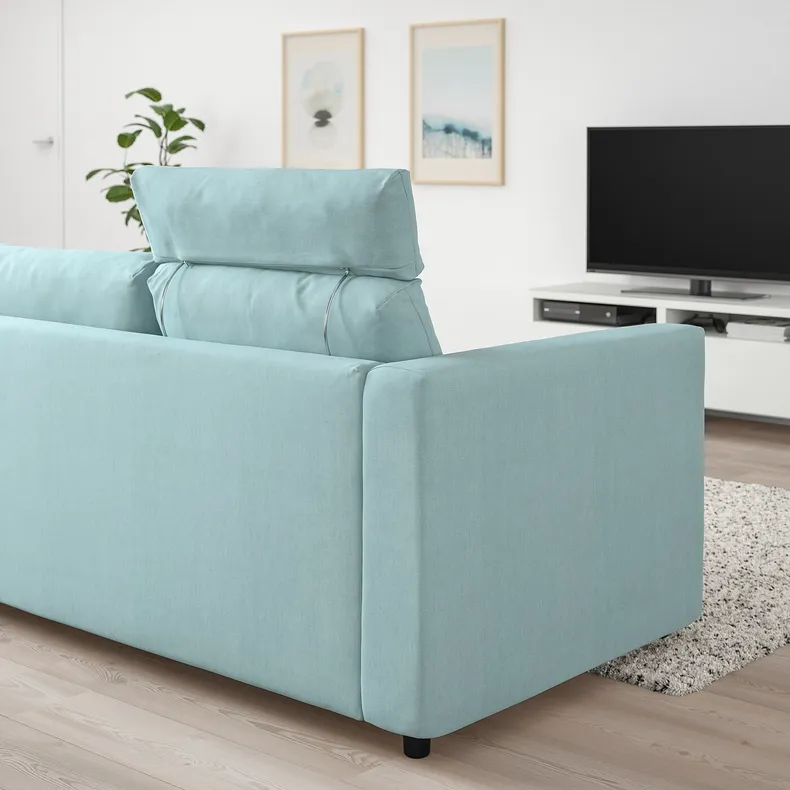 IKEA VIMLE ВІМЛЕ, 3-місний диван, з узголів'ям / САКСЕМАРА світло-синій 493.990.55 фото №3
