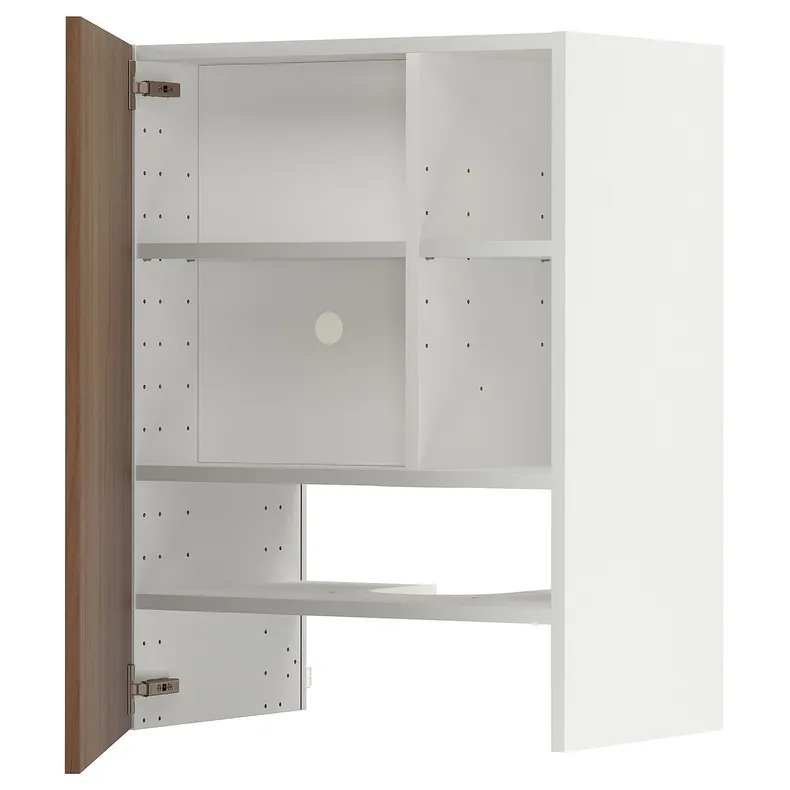 IKEA METOD МЕТОД, навесной шкаф д / вытяжки / полка / дверь, белый / Имитация коричневого ореха, 60x80 см 495.199.63 фото №1