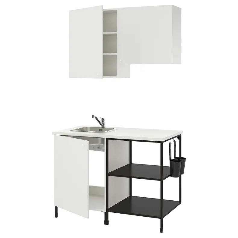 IKEA ENHET ЕНХЕТ, кухня, антрацит / білий, 123x63.5x222 см 993.371.16 фото №1