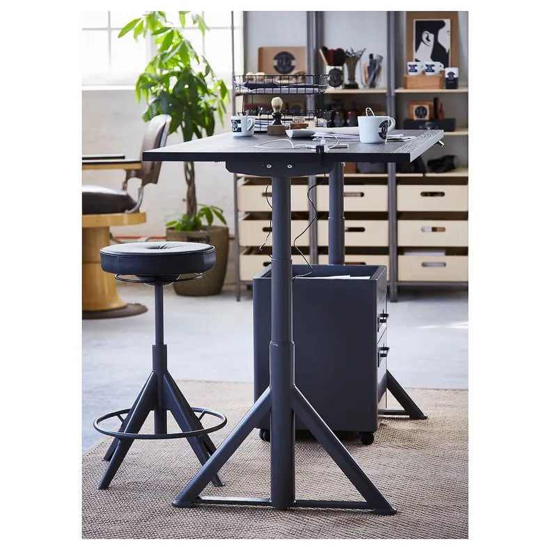 IKEA IDÅSEN ІДОСЕН, стіл регульований, чорний/темно-сірий, 160x80 см 492.809.90 фото №4