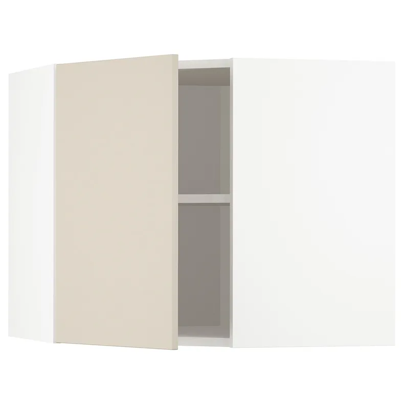 IKEA METOD МЕТОД, угловой навесной шкаф с полками, белый / гавсторпский бежевый, 68x60 см 294.264.94 фото №1
