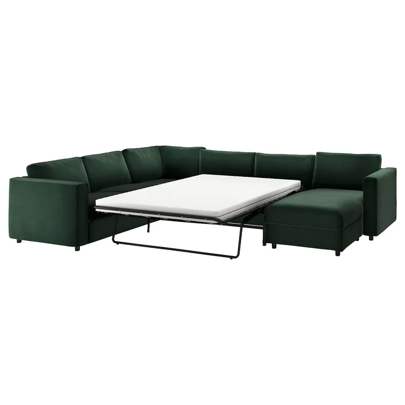 IKEA VIMLE ВІМЛЕ, чохол для кутов дивана-ліжка, 5-міс, з шезлонгом/дюпаном темно-зеленого кольору 394.341.58 фото №2