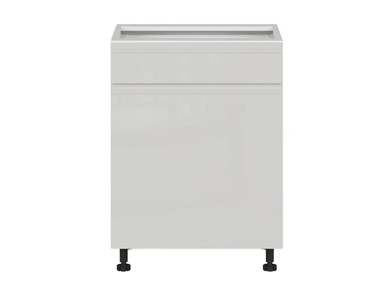 BRW Кухонный цокольный шкаф Sole 60 см левый с выдвижным ящиком светло-серый глянец, альпийский белый/светло-серый глянец FH_D1S_60/82_L/SMB-BAL/XRAL7047 фото №1
