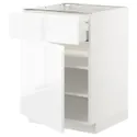 IKEA METOD МЕТОД / MAXIMERA МАКСИМЕРА, напольный шкаф с ящиком / дверцей, белый / Воксторп глянцевый / белый, 60x60 см 494.677.37 фото thumb №1