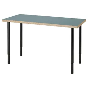 IKEA LAGKAPTEN ЛАГКАПТЕН / OLOV ОЛОВ, письменный стол, серо-бирюзовый / черный, 120x60 см 095.233.54 фото