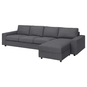IKEA VIMLE ВІМЛЕ, 4-місний диван із кушеткою, з широкими підлокітниками / ГУННАРЕД класичний сірий 294.017.66 фото