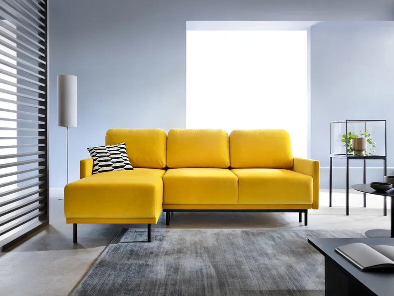 BRW двосторонній кутовий диван Solo розкладний з ящиком для зберігання велюровий жовтий, Соло 257 NA-SOLO-G1_B157C8 фото №6