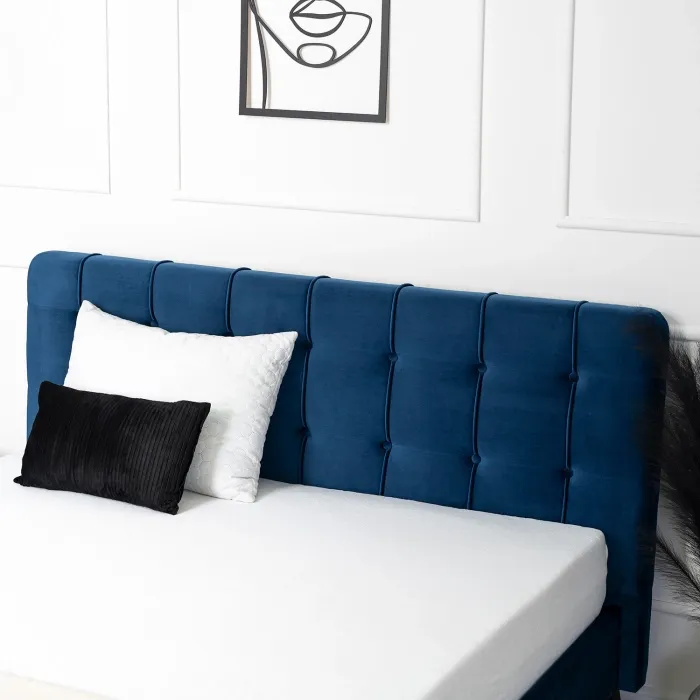 Ліжко двоспальне оксамитове MEBEL ELITE LINO Velvet, 160x200 см, синій фото №6
