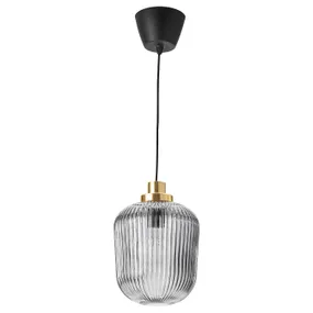 IKEA SOLKLINT СОЛКЛИНТ, подвесной светильник, Латунь / серое прозрачное стекло, 22 см 104.307.78 фото