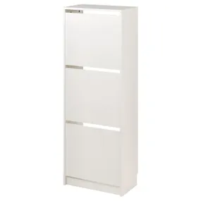 IKEA BISSA БІССА, шафа для взуття з 3 відділеннями, білий, 49x28x135 см 105.302.59 фото