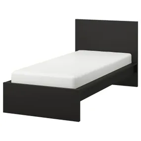 IKEA MALM МАЛЬМ, каркас ліжка, високий, чорний / коричневий / Ліндбоден, 90x200 см 594.949.76 фото