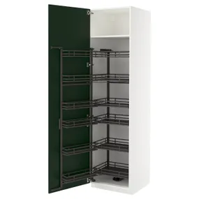 IKEA METOD МЕТОД, высокий шкаф с выдвижным модулем, белый/Гавсторп темно-зеленый, 60x60x220 см 895.572.79 фото