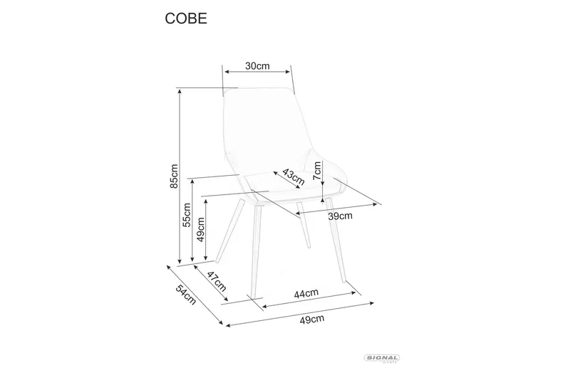 Стілець SIGNAL COBE Velvet, Bluvel 03 - світло-сірий фото №2