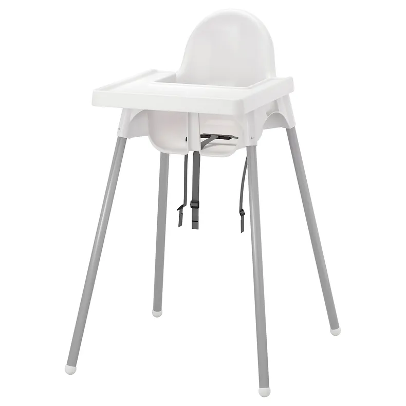 IKEA ANTILOP АНТИЛОП, высокий стульчик со столешн, белый/серебристый 290.672.93 фото №1