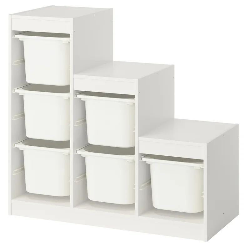 IKEA TROFAST, стеллаж для мусорных контейнеров, белый/белый, 99x44x94 см 595.733.13 фото №1