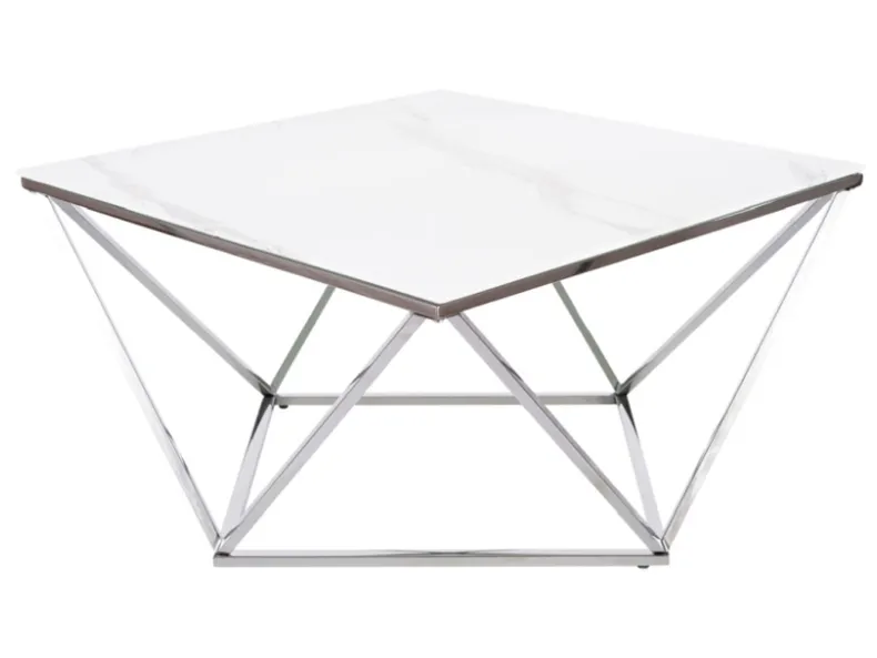 Журнальний столик SIGNAL SILVER B II, білий / сталь, 50x50 фото №4