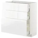 IKEA METOD МЕТОД / MAXIMERA МАКСИМЕРА, напольный шкаф с 3 ящиками, белый / Воксторп глянцевый / белый, 80x37 см 392.550.62 фото thumb №1