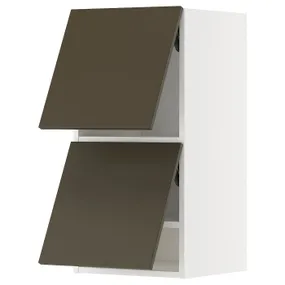 IKEA METOD МЕТОД, навесной шкаф/2 дверцы, горизонтал, белый/гавсторпский коричневый/бежевый, 40x80 см 295.587.43 фото