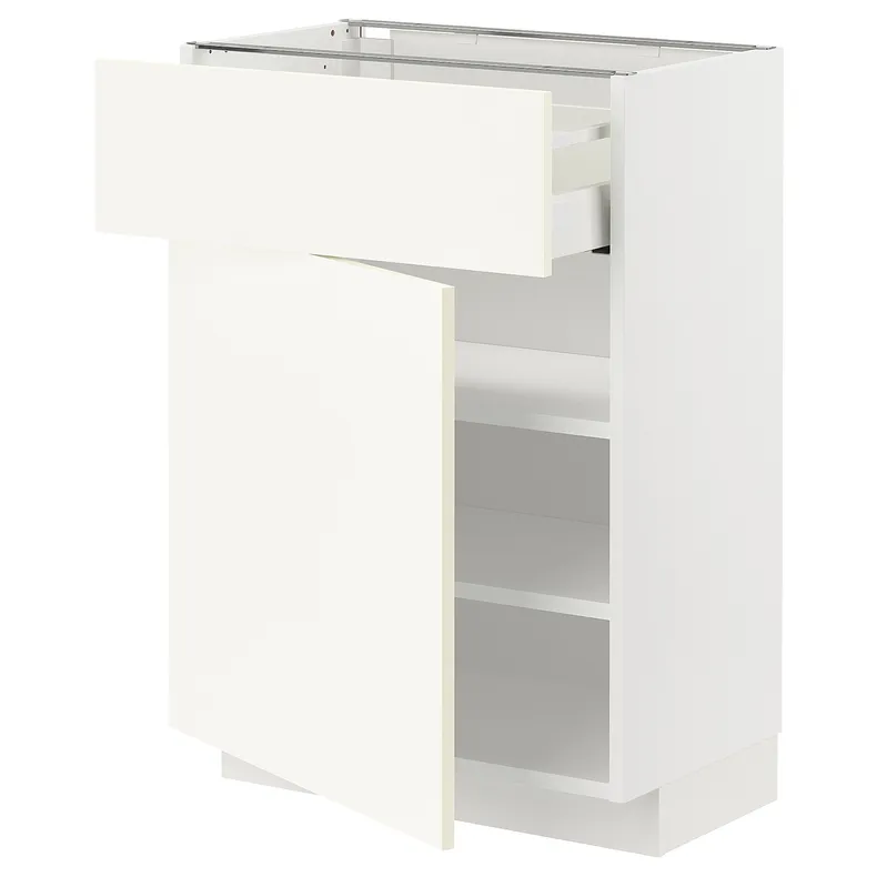 IKEA METOD МЕТОД / MAXIMERA МАКСИМЕРА, напольный шкаф с ящиком / дверцей, белый / Вальстена белый, 60x37 см 995.072.17 фото №1