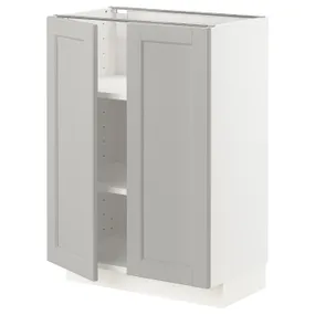 IKEA METOD МЕТОД, напольный шкаф с полками / 2дверцами, белый / светло-серый, 60x37 см 994.600.50 фото