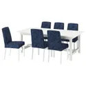 IKEA NORDVIKEN НОРДВІКЕН / BERGMUND БЕРГМУНД, стіл+6 стільців, білий / темно-синій / синьо-білий, 210/289 см 195.715.04 фото thumb №1