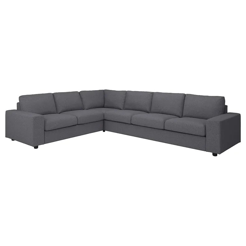 IKEA VIMLE ВІМЛЕ, чохол для кутового дивана, 5-місний, з широкими підлокітниками / Gunnared середньо-сірий 794.242.42 фото №2