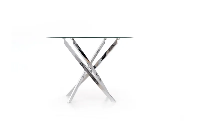 Кухонний стіл HALMAR RAYMOND, 100x100 см стільниця - прозора, ніжки - хром фото №6