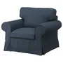 IKEA EKTORP ЕКТОРП, крісло та підставка для ніг, КІЛАНДА темно-синій 495.538.67 фото