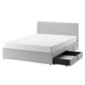 IKEA GLADSTAD ГЛАДСТАД, кровать с обивкой,4 кроватных ящика, Кабуса светло-серый, 160x200 см 594.070.12 фото thumb №1