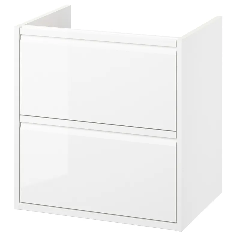 IKEA ÄNGSJÖN ЭНГШЁН, шкаф для раковины с ящиками, белый глянец, 60x48x63 см 305.350.86 фото №1