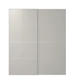 IKEA HOKKSUND ХОККСУНД, розсувні дверцята, 2 шт., глянцевий світло-сірий, 200x236 см 594.397.15 фото
