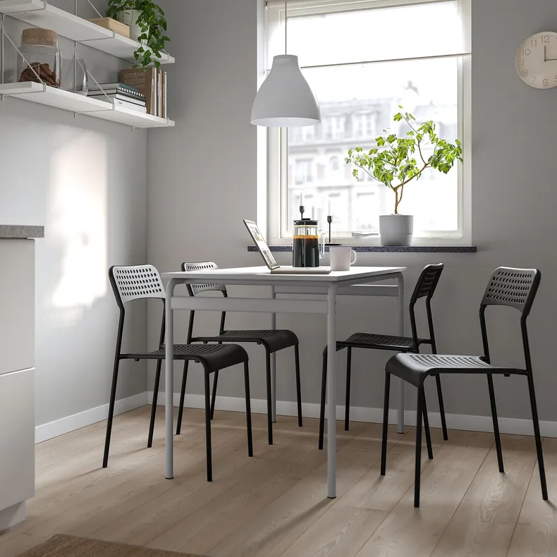 IKEA GRÅSALA ГРОСАЛА / ADDE АДДЕ, стол и 4 стула, серый серый / черный, 110 см 394.972.59 фото №2