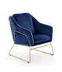 Кресло мягкое HALMAR SOFT 3 золотой каркас, темно-синий фото