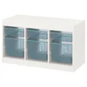 IKEA TROFAST ТРУФАСТ, комбинация д / хранения+контейнеры, белый / серый / синий, 99x44x56 см 494.798.39 фото thumb №1