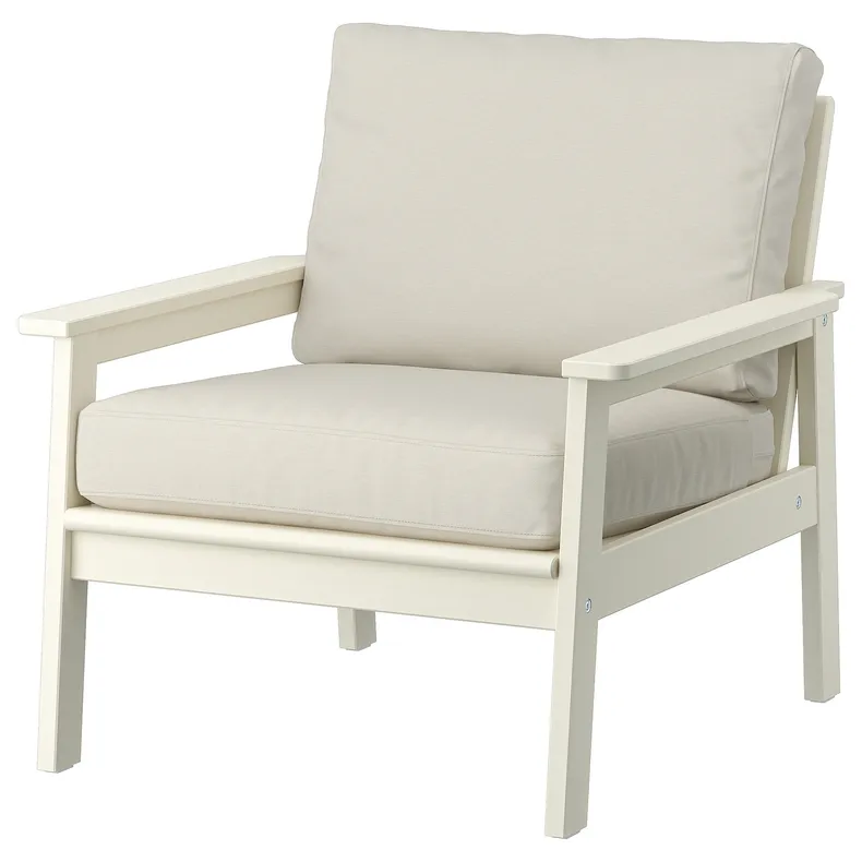IKEA BONDHOLMEN БОНДХОЛЬМЕН, садовое кресло, белый / бежевый / Фрёзён / Дувхольмен бежевый 095.453.65 фото №1