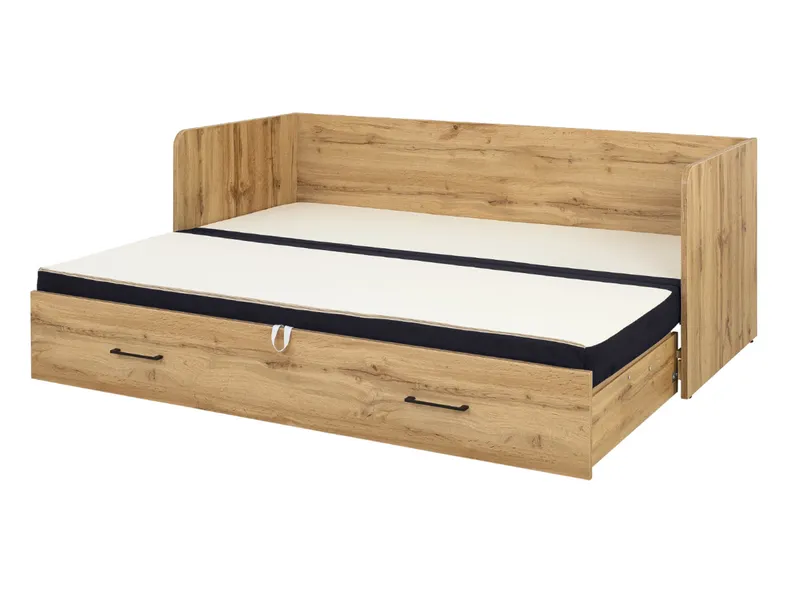 BRW Ліжко розкладне BRW TETRIX 80-160x200 см з ящиком для зберігання, подушками та матрацом, чорний / дуб вотан LOZ/80/160_KPL-DWO/SOLAR_99 фото №4