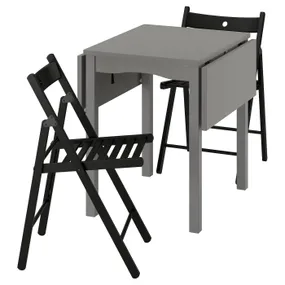 IKEA HAUGA ХАУГА, FRÖSVI ФРЁСВИ, стол и 2 складных стула, серый и черный, 55x82x109 и 74 см фото