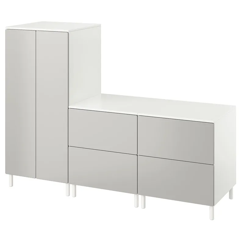 IKEA SMÅSTAD СМОСТАД / PLATSA ПЛАТСА, гардероб, біло-сірий з 2 комодами, 180x57x133 см 594.850.24 фото №1