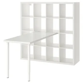 IKEA KALLAX КАЛЛАКС / LAGKAPTEN ЛАГКАПТЕН, стол, комбинация, белый, 147x159x147 см 794.816.52 фото