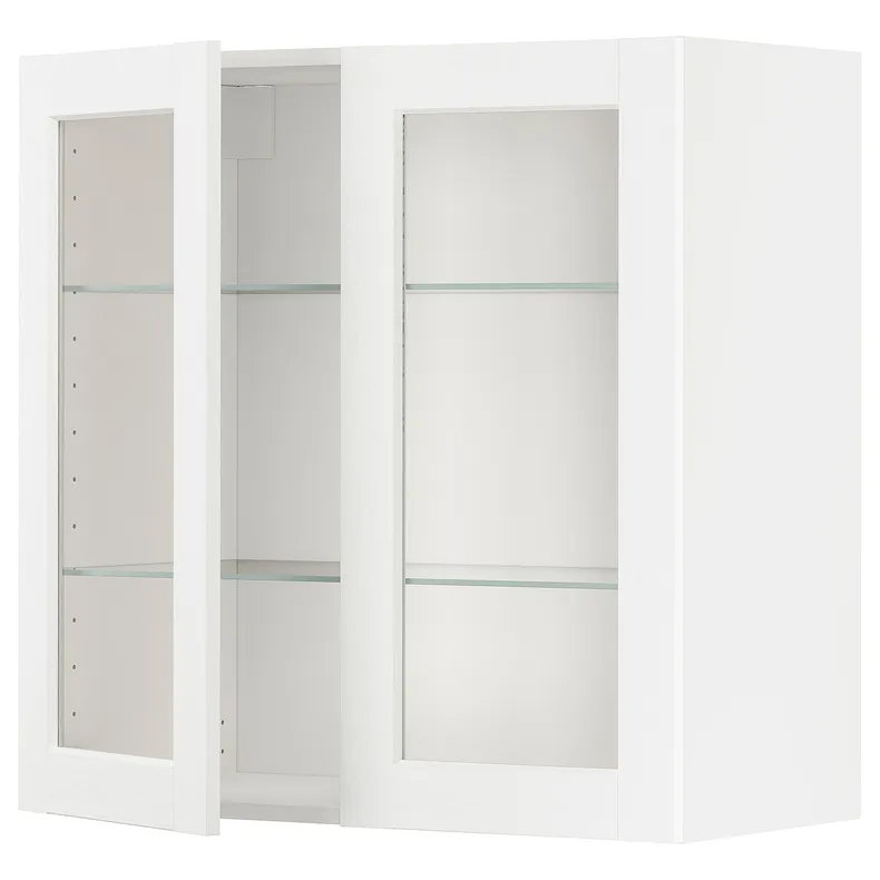 IKEA METOD МЕТОД, настінна шафа, полиці / 2 склх дверц, білий Енкопінг / білий імітація дерева, 80x80 см 994.734.77 фото №1