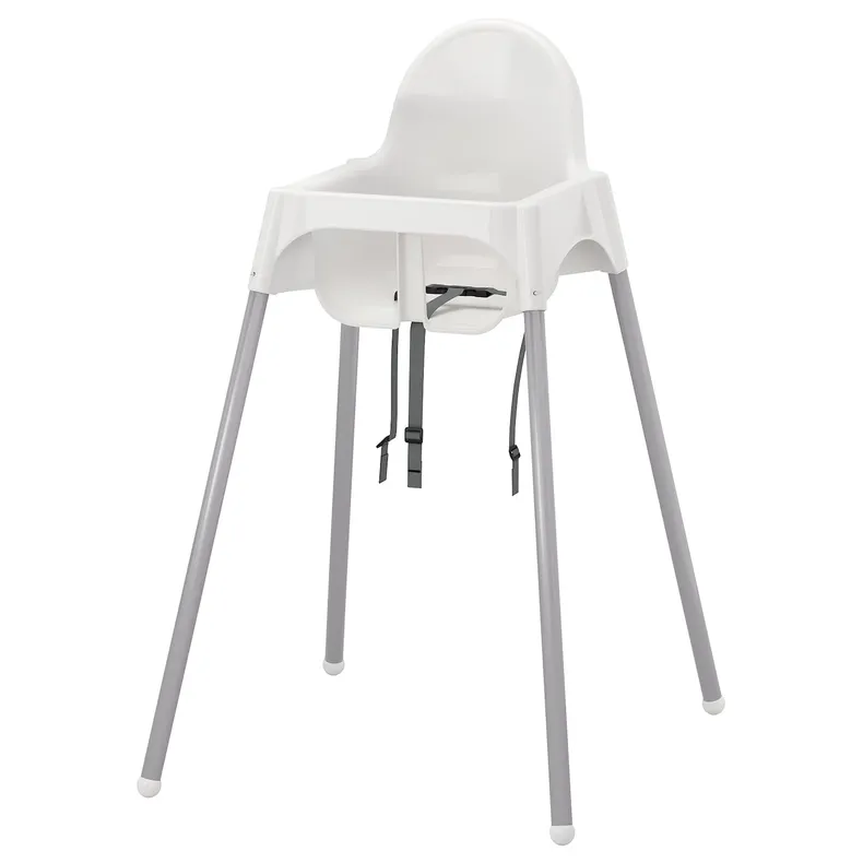 IKEA ANTILOP АНТИЛОП, высок стульчик с ремн безопасн, белый/серебристый 890.417.09 фото №1